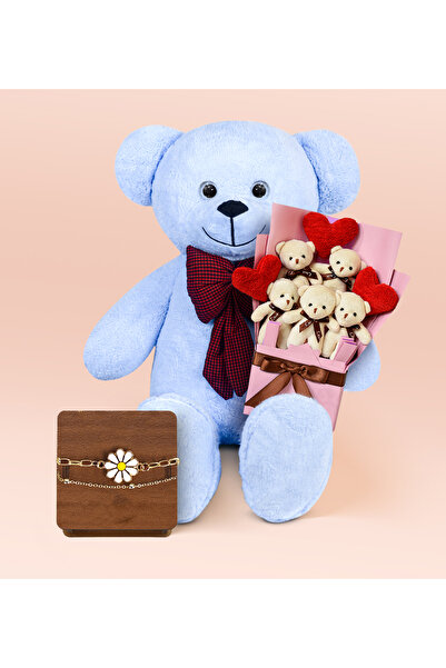 Özgüner Oyuncak Valentine's Day Gift 90 cm Teddy Bear with Bow Tie, Teddy Bea...