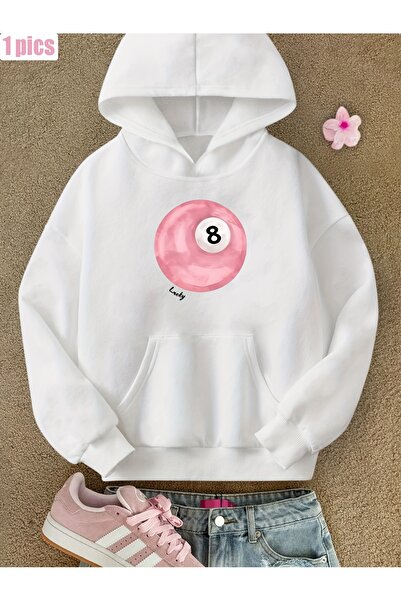 Deocept Unisex Billiard Ball Printed Hooded Sweatshirt with Kangaroo Pocket, ...