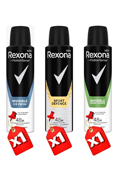 Rexona Men Spray Ice Fresh 150Ml + Motion Sense Sport Defence 150Ml + Fresh P...