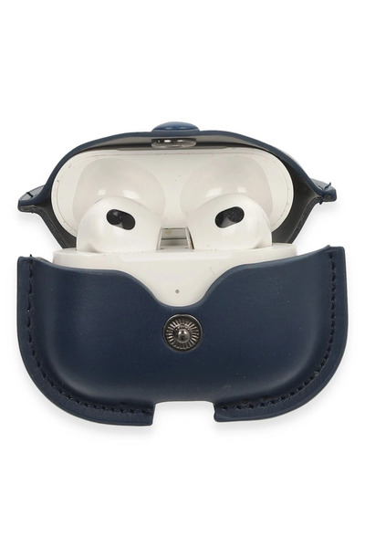 POYRAZ MARKET حافظة جلدية لسماعات Newface Airpods 3 (الجيل الثالث) - أزرق داكن