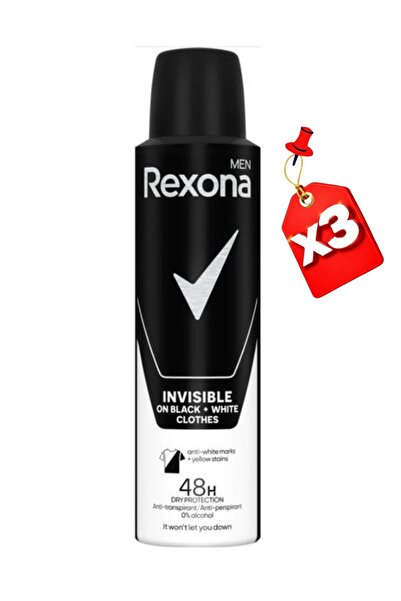 Rexona Deo Spray 150Ml Men Invisible Black&White Clothes X3