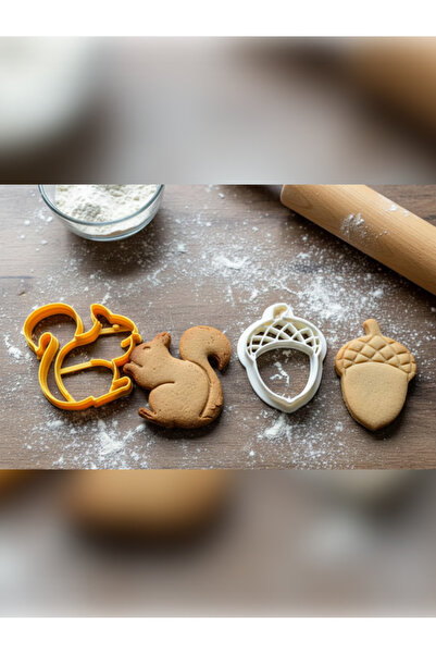 Filkorium3D مجموعة قوالب الكوكيز على شكل السنجاب وحبوب البلوط