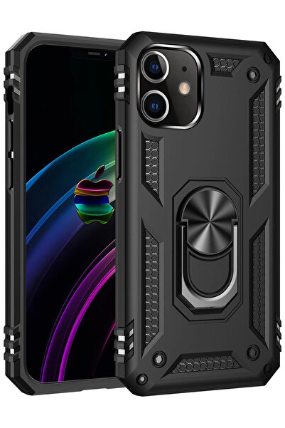 CT STONES غطاء سيليكون لهاتف آيفون 12 من نيو فيس مع حلقة صوفيا - أسود