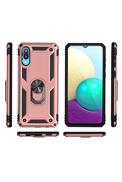 POYRAZ MARKET غطاء حماية سامسونج جالاكسي A02 من نيو فيس مع حلقة صوفيا - وردي