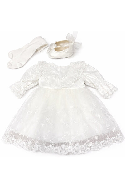 Lika Baby Girl Newborn Sakura Vintage Lace Mevlüd Ceremony Dress Ecru 0-3 Mon...
