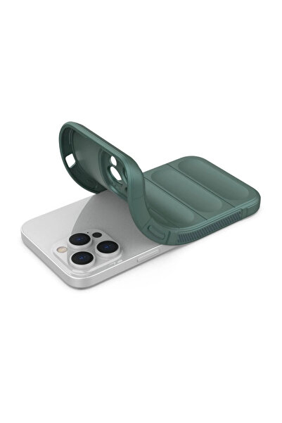 Kazan Hobi حافظة Newface لهاتف آيفون 16 برو من السيليكون المثالي - أخضر داكن