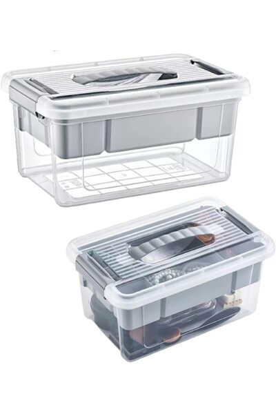 BRF KarokTicaretSell Büyük Boy Bölmeli Organizer Kutu 9 Litre - Şeffaf Tasarı...