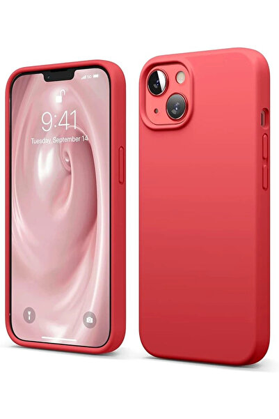 FREEDOM STOREE حافظة نيو فايس آيفون 14 من السيليكون الأول - أحمر