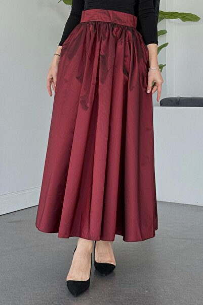 Hazamoda Taffeta Skirt Burgundy