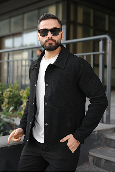 BASEL.CO Textured Seersucker Lined Jacket with Snap Fasteners