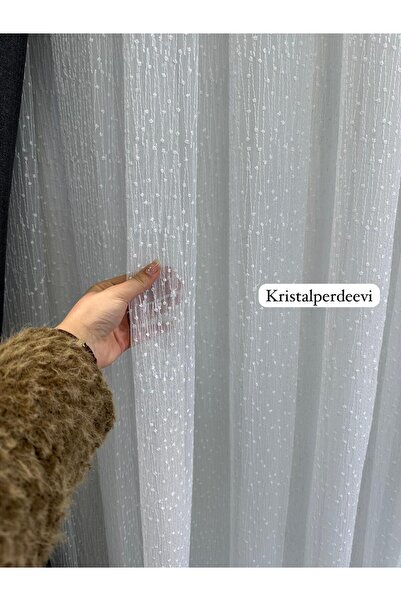 MOAYAD NOKTALI DESEN TUL PERDE 1/3 SIK PILELI BORU PILE KIRISMAZ UTU ISTEMEZ ...