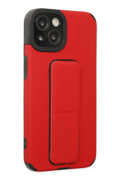 Rubyyavm حافظة نيو فايس لهاتف ايفون 14 بلس ميجا ستاند سيليكون - احمر