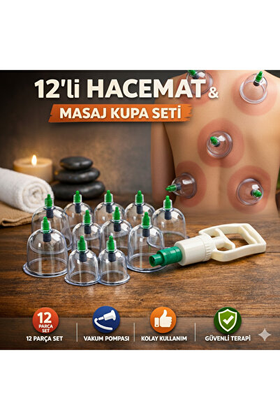 UGS Ticaret Profesyonel Vakumlu Kupa Terapi ve Masaj (Hacemat) Seti – 12 Parç...