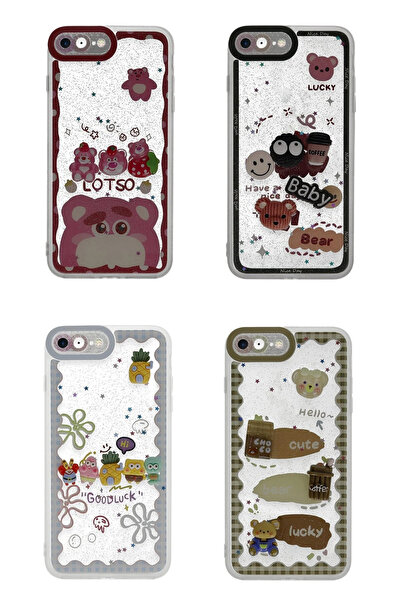 FREEDOM STOREE حافظة هاتف آيفون 7 من نيو فيس، غطاء سيليكون منقوش بشكل جميل - ...