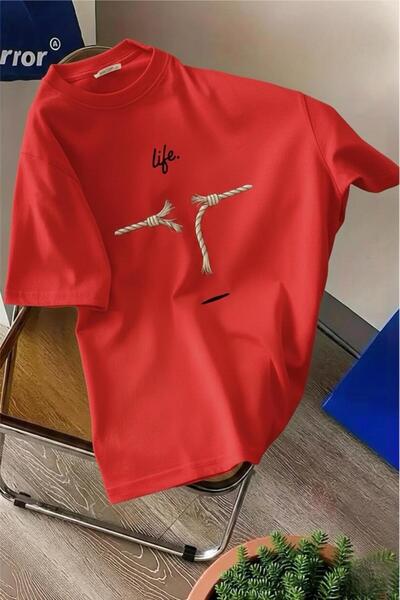 Oksit Life Design Minimalist Illustration Printed Unisex Oversize T-Shirt