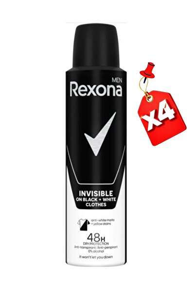 Rexona Deo Spray 150Ml Men Invisible Black&White Clothes X4