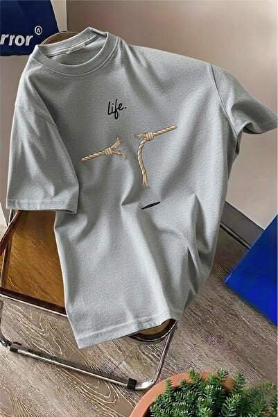 Oksit Life Design Minimalist Illustration Printed Unisex Oversize T-Shirt