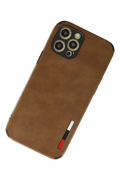 MKR نيوفيس حافظة آيفون 12 برو ماكس حلقة جلد سيليكون - بني