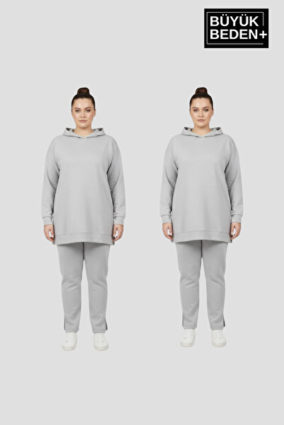 Superlife Women's Plus Size 2-Piece Set Hooded Tunic Slim Sweatshirt Spr26Btk...