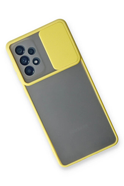 No 35 حافظة سامسونج جالاكسي A33 5G من نيو فيس، كاميرا سيليكون منزلقة، لون أصفر