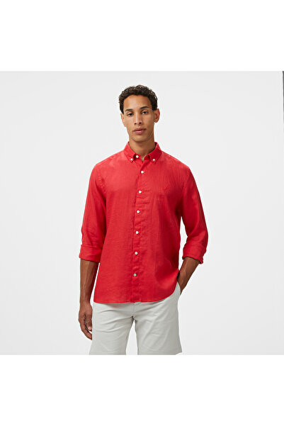 Nautica Erkek Kırmızı Classic Fit Keten Gömlek