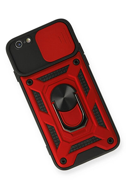 FREEDOM STOREE حافظة آيفون 6 من نيو فيس مع حلقة عدسة من السيليكون - أحمر