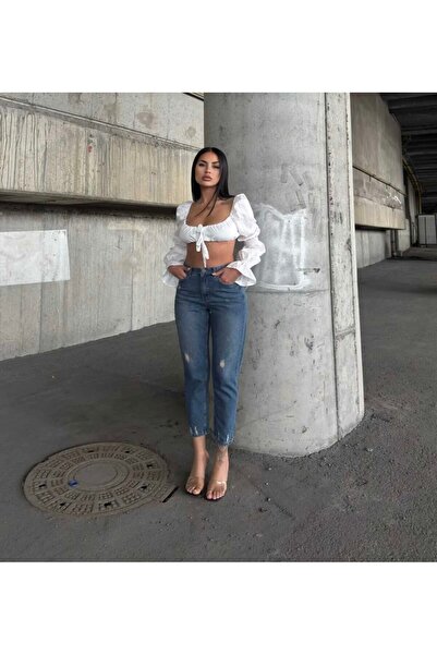 AsiaLife Mom Jean (Boyfriend) High Waist Distressed Tinted Washed