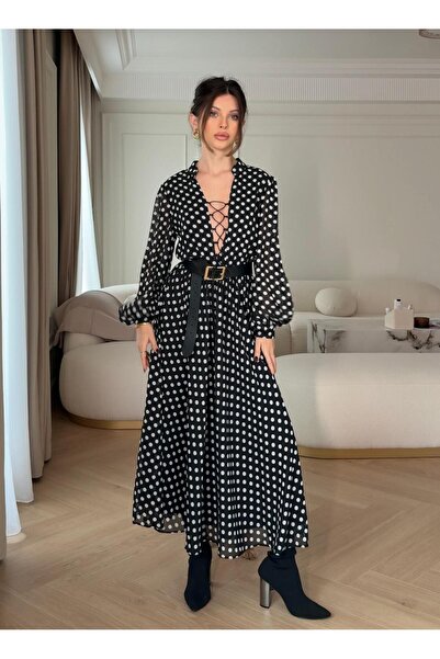 DIVA CHARMS Polka dot midi dress