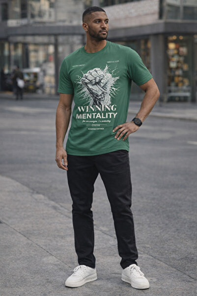 MASTIFF تي شيرت رجالي بأكمام قصيرة مطبوع عليه Winning Mentality