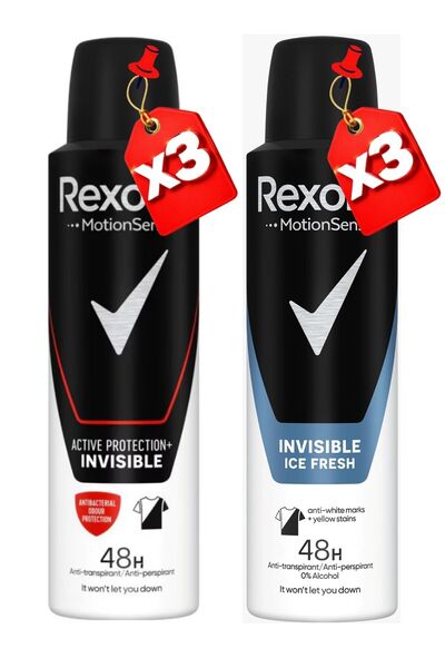 Rexona Invisible Ice Fresh Men Spray Deodorant 150Ml X3 + Active Protection 1...