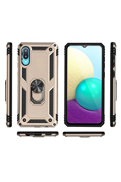 ykavm نيوفيس حافظة سامسونج جالاكسي A02 غطاء سيليكون مع حلقة صوفيا - ذهبي