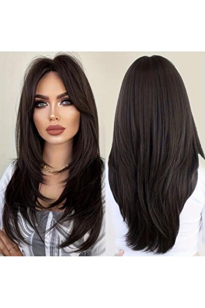 aura peruk Koyu kumral renk tonunda olan perçemli düz orta boy özel vip model...