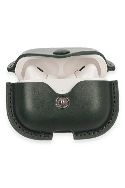 POYRAZ MARKET حافظة جلدية لـ Newface Airpods Pro 2 (الجيل الثاني) - أخضر كاكي