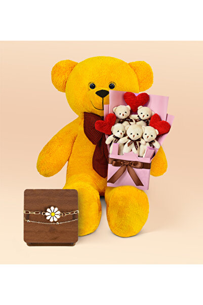 Özgüner Oyuncak هدية عيد الحب: دمية دب بطول 90 سم مع ربطة عنق، وباقة دمى دببة...