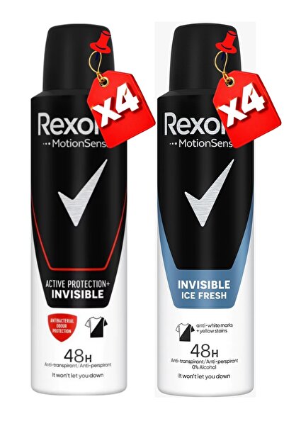 Rexona Дезодорант спрей Invisible Ice Fresh за мъже 150 мл x 4 + активна защи...