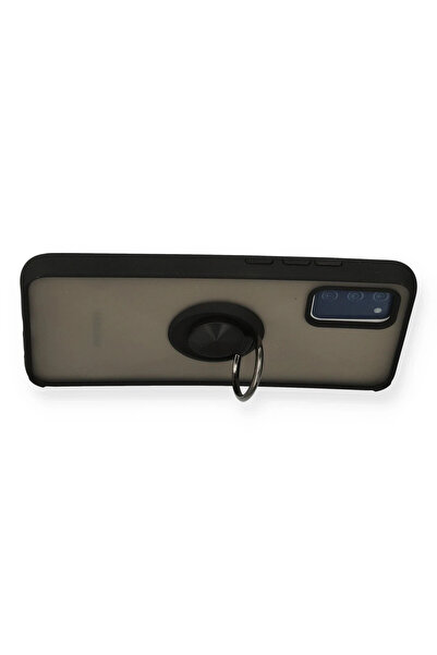 ykavm نيوفايس حافظة سامسونج جالاكسي A02S مونتريال من السيليكون مع حلقة - أسود