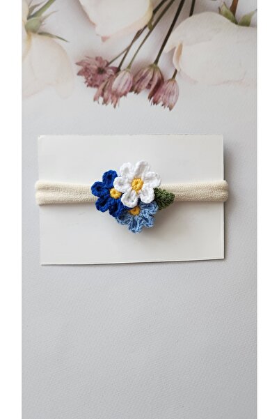 Baby El örgüsü çiçekli bebek bandana 0-1 yaş Antialerjik