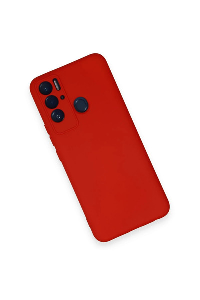 POYRAZ MARKET حافظة نيو فيس تكنو بوفا نيو نانو مخملية من الداخل سيليكون - أحمر