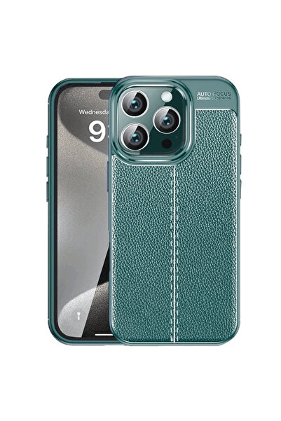 POYRAZ MARKET غطاء Newface لهاتف آيفون 16 برو بتركيز تلقائي - أخضر داكن