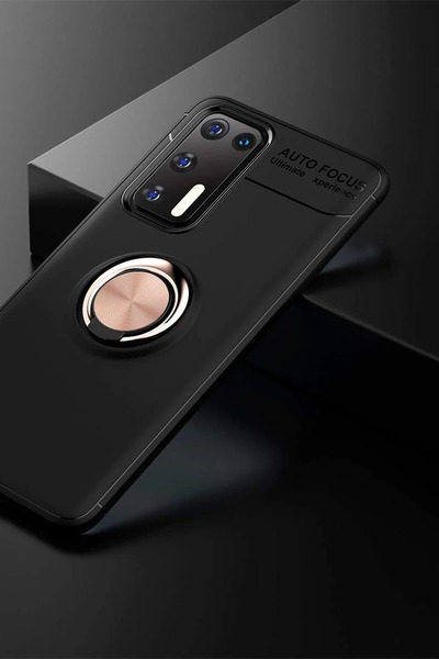 StylStore حافظة هواوي بي 40 من نيو فيس مع حلقة سيليكون - أسود-ذهبي