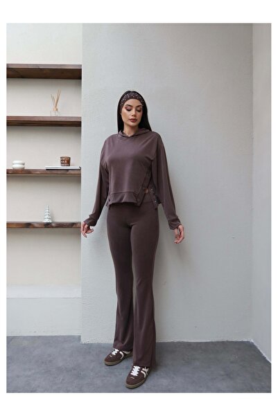 ESRAHELVACI Asymmetrical Snap Detail Hooded Set