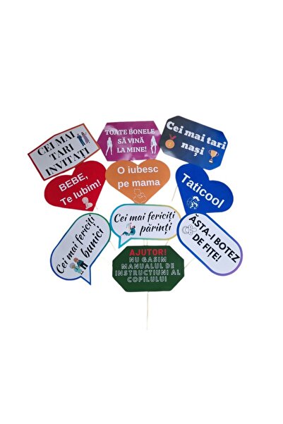 OEM Set Propsuri Botez, Carton lucios, multicolor, 12x20, 10 buc