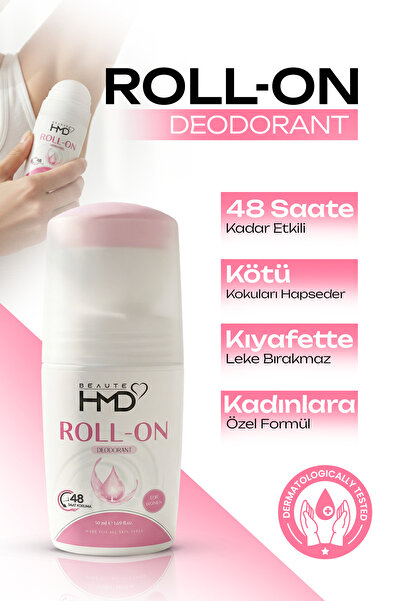 BEAUTE HMD Doğal RollOn Kadın Deodorant Ter Kokusu Önleyici koltuk altı beyaz...