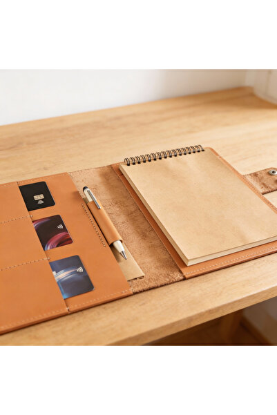 Leather Anatolia Hakiki Deri El Yapımı A5 Defter Kılıfı, Deri Ajanda Çantası,Hakiki Deri Organizer Not Defteri Kılıfı