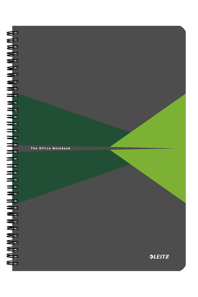 Leitz Caiet spiralat de birou A4, cu copertă verde din PP, pătrat