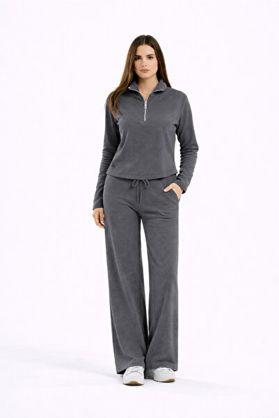 Paw Garage Women's Thessaloniki Fabric Mock Neck Half Zipper Dirty Stitching ...