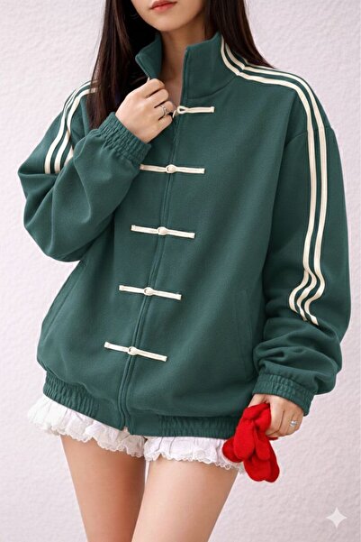 Karakedi Chinese Knot Closure Detail Retro Y2K Unisex Jacket