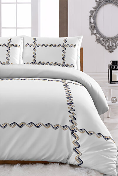 MonoHome Percale Luxury Digital Embroidered Duvet Cover Set