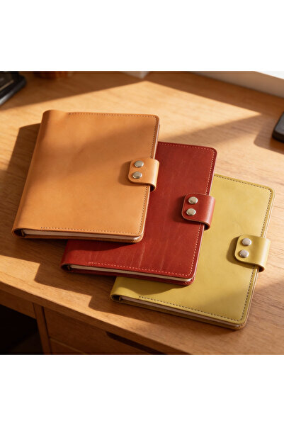 Leather Anatolia Hakiki Deri El Yapımı A5 Defter Kılıfı, Deri Ajanda Çantası,Hakiki Deri Organizer Not Defteri Kılıfı