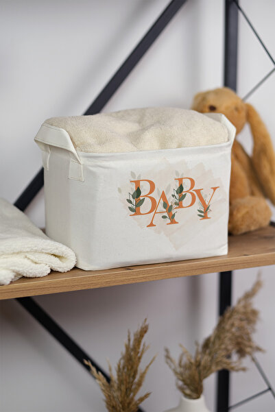 LUXWAY HOME Baby Baskılı Dikdörtgen Katlanabilir Organizer Sepet 25 x 14 x 18